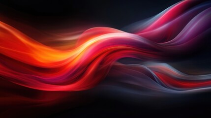 Abstract colorful wave of red and purple hues on a dark background. Dynamic digital art design.