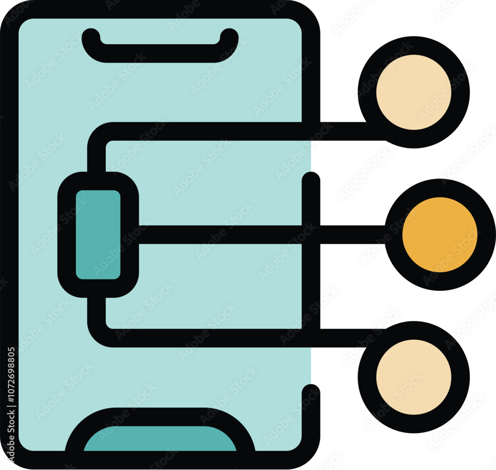 Poster smartphone is connecting to multiple devices, symbolizing connectivity and data transfer in a modern