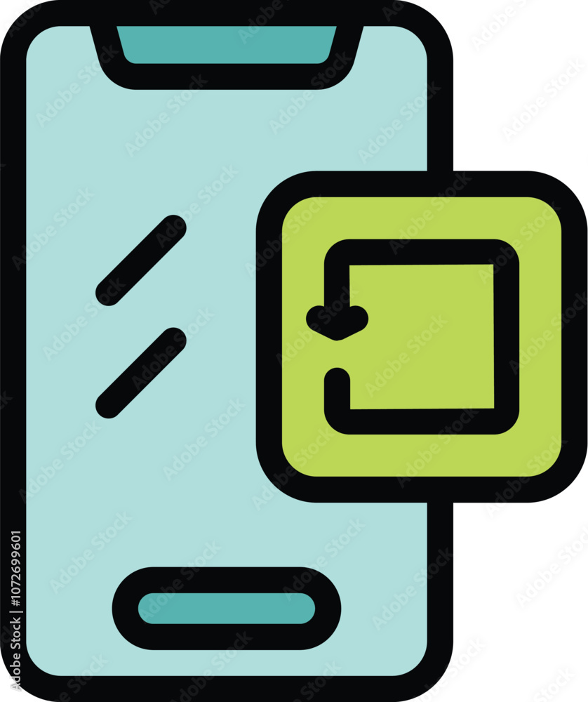 Poster this colorful icon depicts a smartphone with a downloading data symbol, representing cloud storage a