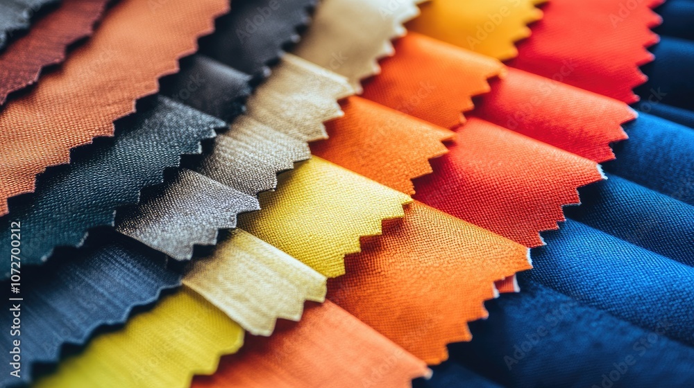 Poster a vibrant display of textiles showcasing a range of colors, patterns, and textures perfect for fashi