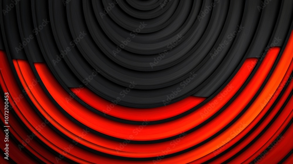 Poster abstract black and red circular pattern modern 3d geometric design