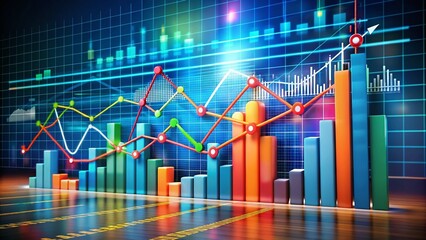 Fototapeta premium Colorful Line Graphs and Linear Charts Depicting Business Growth Trends and Performance Metrics for Data Analysis and Visualization in Marketing Strategies