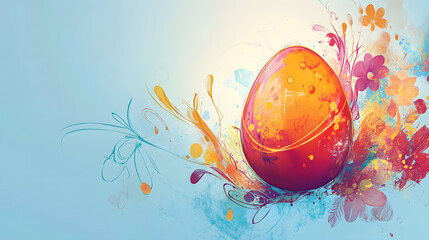 Abstract Easter egg and floral design with a festive touch.