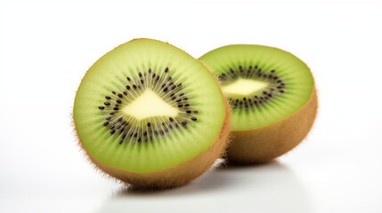 Fresh Kiwi Fruit Sliced And Isolated On White