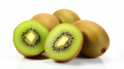 Fototapeta premium Fresh Kiwi Fruit Sliced And Isolated On White