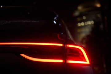 Closeup of a cars automotive tail brake light
