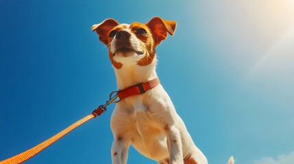 Low-angle View of a Dog on a Leach on a Sunny Day