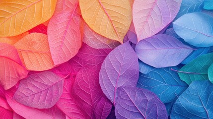 Fototapeta premium Vibrant gradient of colorful leaves in pastel hues
