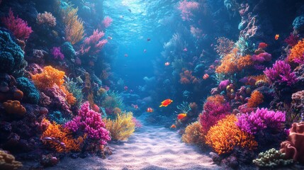 Naklejka premium Vibrant Coral Reef Underwater Scene