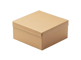 Plain brown cardboard box isolated on transparent background