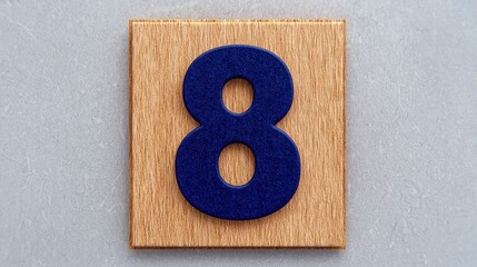 Wooden Sign with Number 8  Blue Number on Wood  Number Eight   House Number Plaque