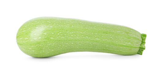 One fresh ripe zucchini isolated on white