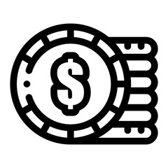 Stacked coins icon. Economic income, profits, capital accumulation, money. Vector illustration