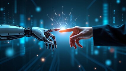 Robotic hand reaching towards human hand