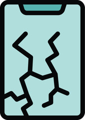 Icon depicting a smartphone with a shattered glass screen