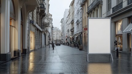 Fototapeta premium Empty street with blank advertising board.