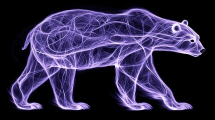 Abstract Polar Bear in Purple Smoke Illustration