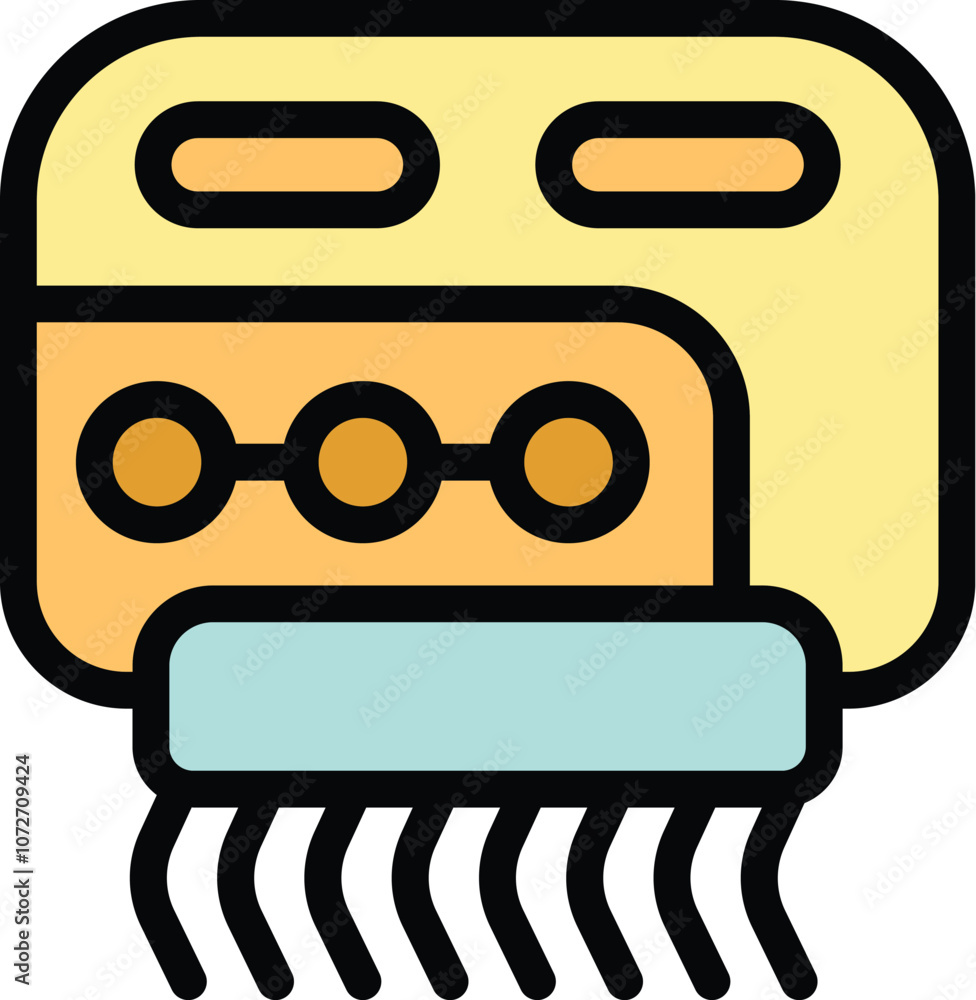 Poster icon of a smart home device using artificial intelligence for cleaning floor
