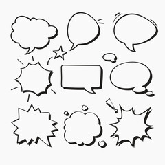 Set speech bubble white and black style space for individual design white background