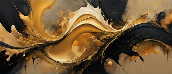 Obraz premium Abstract Gold and Black Swirls