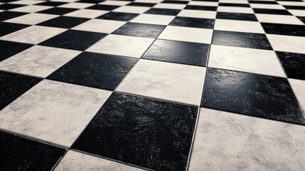 Black and White Checkerboard Floor Tiles