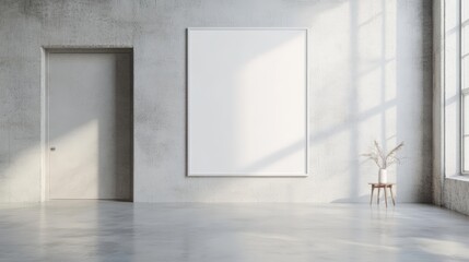 Obraz premium Minimalist interior with large blank canvas.