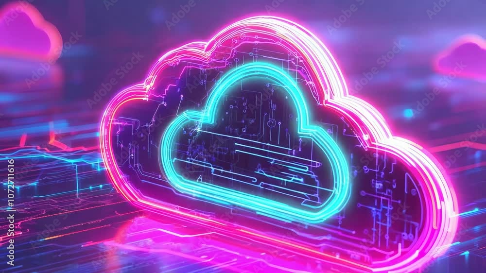 Poster futuristic cloud computing concept