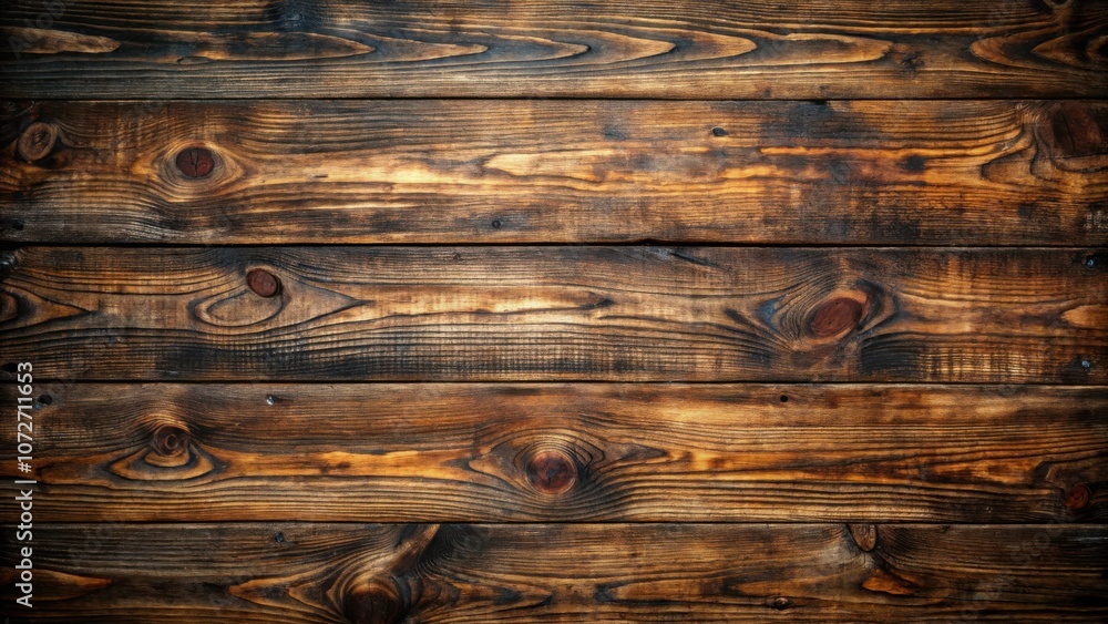 Poster dark wooden planks with knots and grain patterns, rustic background for design