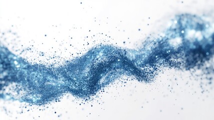 Abstract Blue Glitter Wave on White Background