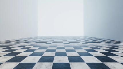 Modern Checkerboard Floor with Minimalist Background