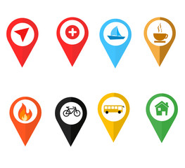 set of map pointers with markers