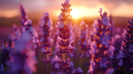 Obraz premium lavender field at sunset