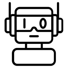Binary Robot Line Icon