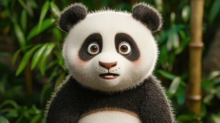 Obraz premium Cute Panda Bear Cub Face Close up 3D Illustration