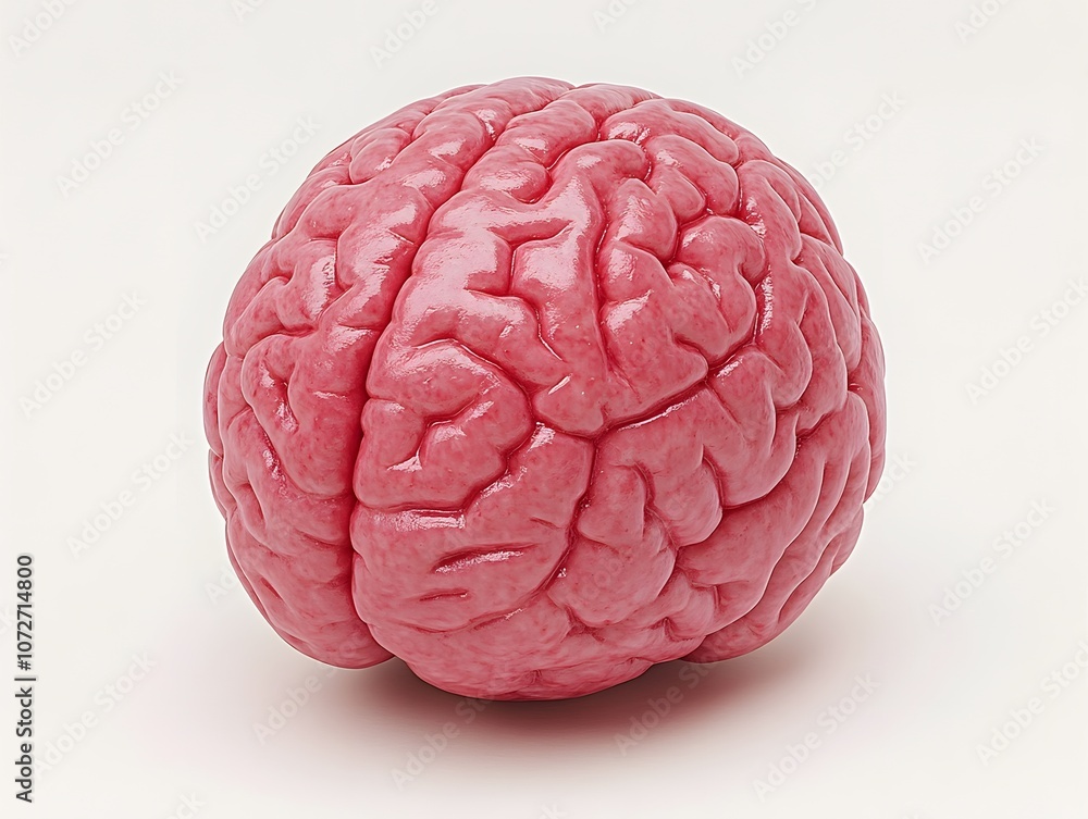 Poster a realistic 3d model of a brain, showcasing its intricate surface and structure.