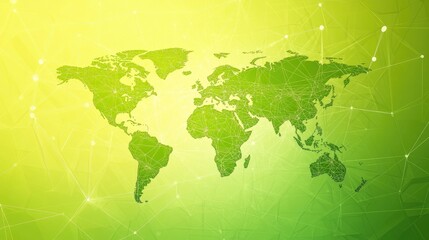 Fototapeta premium Green and Yellow Abstract World Map Design