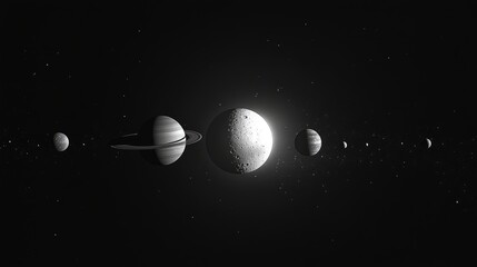Cosmic View of the Solar System Planets in Space