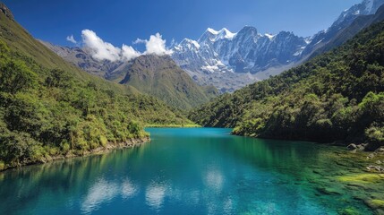 Serene Mountain Lagoon in a Lush Landscape