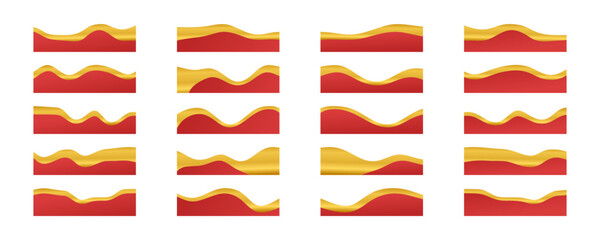 Obraz premium collection of red gold line border ornaments. vector divider for poster, greeting card, brochure, banner, charter. 