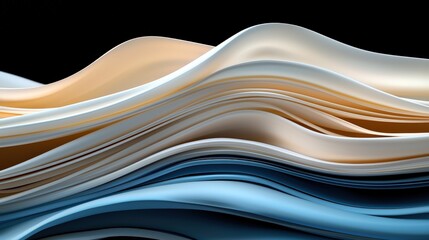 Abstract 3D Wavy Lines Background   Blue  Beige  White Texture