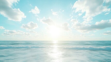Serene Ocean Scene Under Bright Blue Sky