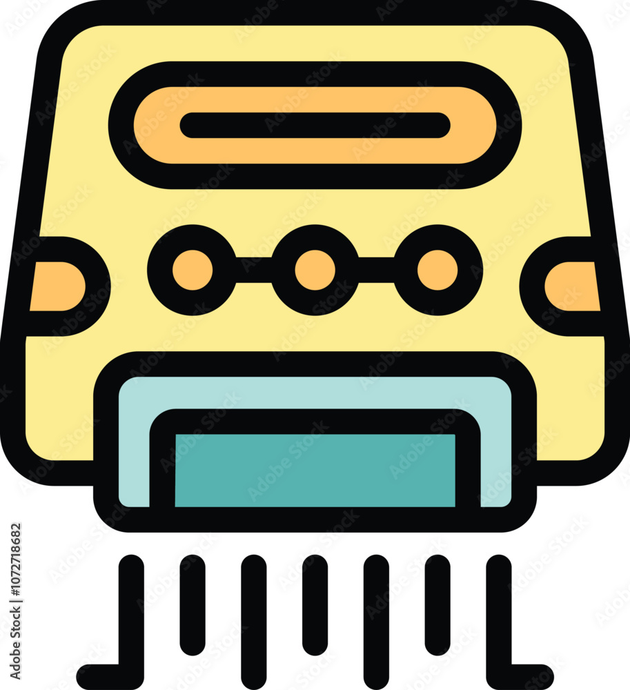 Poster paper shredder machine is shredding document with hidden code, concept of data protection