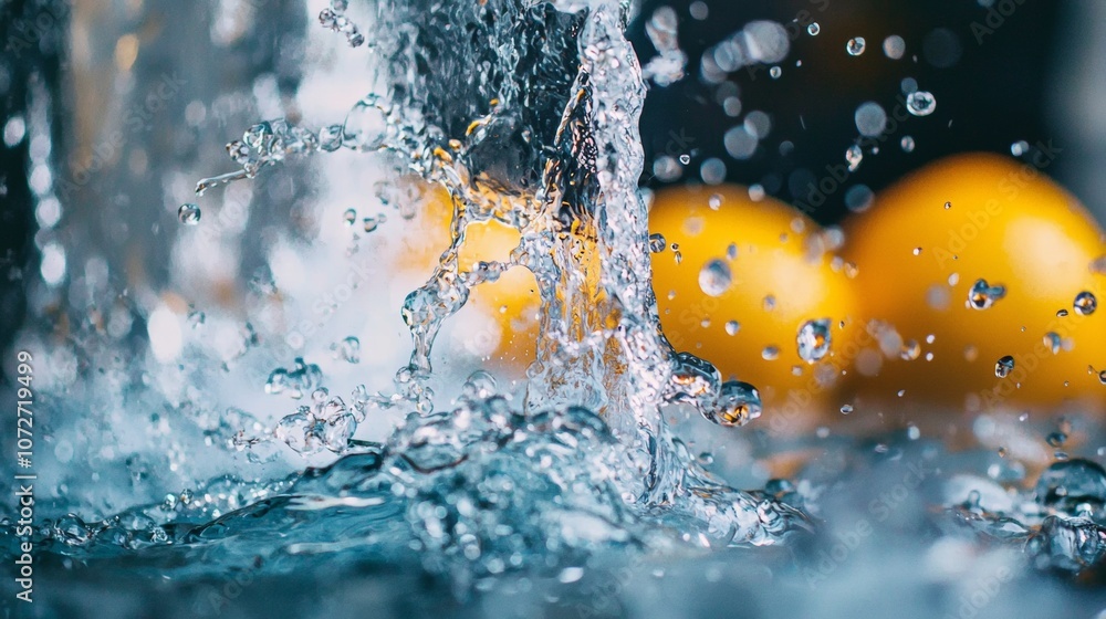 Poster clear water splash with bokeh effect in background
