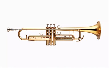 Obraz premium A shiny brass trumpet showcasing its elegant design and musical purpose.