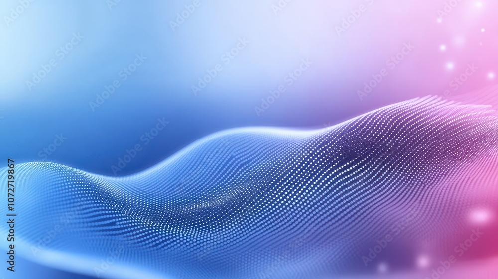 Poster abstract blue and pink gradient background with dotted wave pattern.