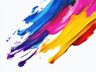 Abstract Paint Swirls in Blue, Yellow, Pink and Red on White Background - Creative Design Element