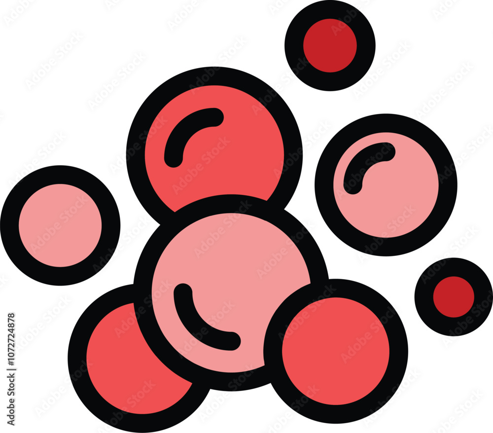 Poster group of red bubbles floating in the air creating an abstract shape