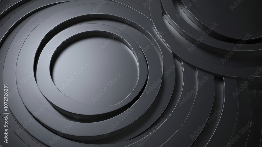 Poster abstract black circular background - 3d rendered graphic design element.