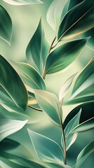 Abstract Green Leaf Background - Natural Texture with Vibrant Hues and Organic Shapes.
