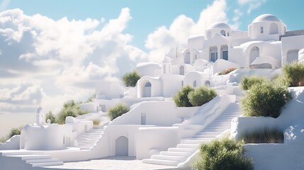 Naklejka premium White architecture on stentorian island Greece